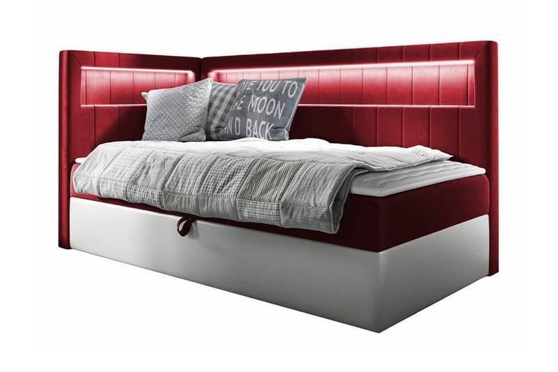 Boisdale Sengeramme 90x200 cm - Rød/Hvit - Møbler - Senger - Sengeramme & sengestamme