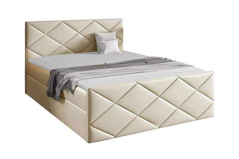 Boisdale Sengeramme med Oppbevaring 140x200 cm i Kunstlær, Beige