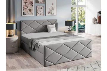 Boisdale Sengeramme med Oppbevaring 140x200 cm i Stoff med Fasthetsgrad Medium - Grå - Møbler - Senger - Sengeramme & sengestamme