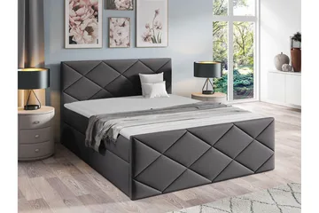 Boisdale Sengeramme med Oppbevaring 140x200 cm i Stoff med Fasthetsgrad Medium - Grå - Møbler - Senger - Sengeramme & sengestamme