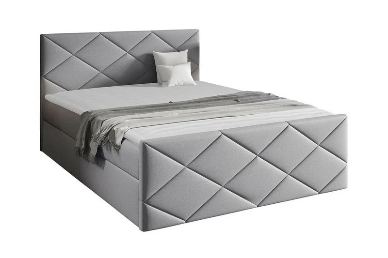 Boisdale Sengeramme med Oppbevaring 140x200 cm i Stoff med Fasthetsgrad Medium, Grå