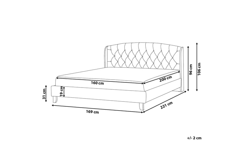 Bordeau Dobbeltseng 160 | 200 cm - Beige - Sengeramme & sengestamme