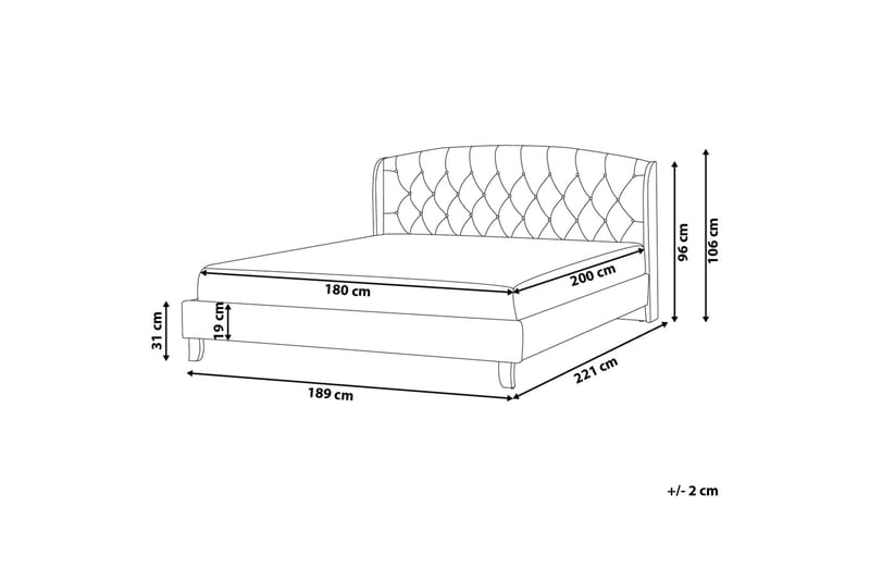 Bordeau Dobbeltseng 180 | 200 cm - Beige - Sengeramme & sengestamme