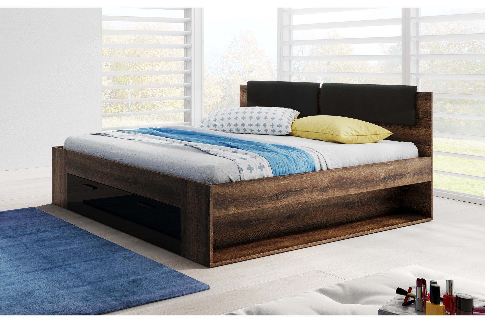 Bovera Sengeramme 140x200 - Teak/Svart - Møbler - Senger - Sengeramme & sengestamme