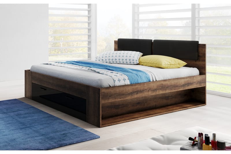Bovera Sengeramme 140x200 - Teak/Svart - Møbler - Senger - Sengeramme & sengestamme