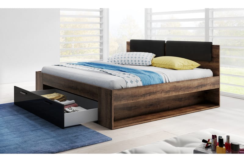 Bovera Sengeramme 140x200 - Teak/Svart - Møbler - Senger - Sengeramme & sengestamme