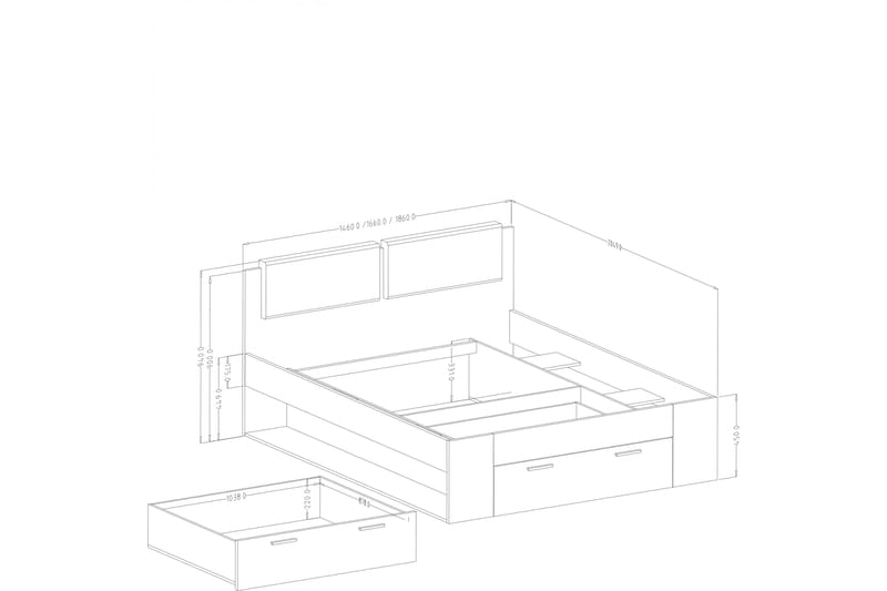 Bovera Sengeramme 180x200 cm Askegrå Hvit - Askegrå|Hvit - Møbler - Senger - Sengeramme & sengestamme