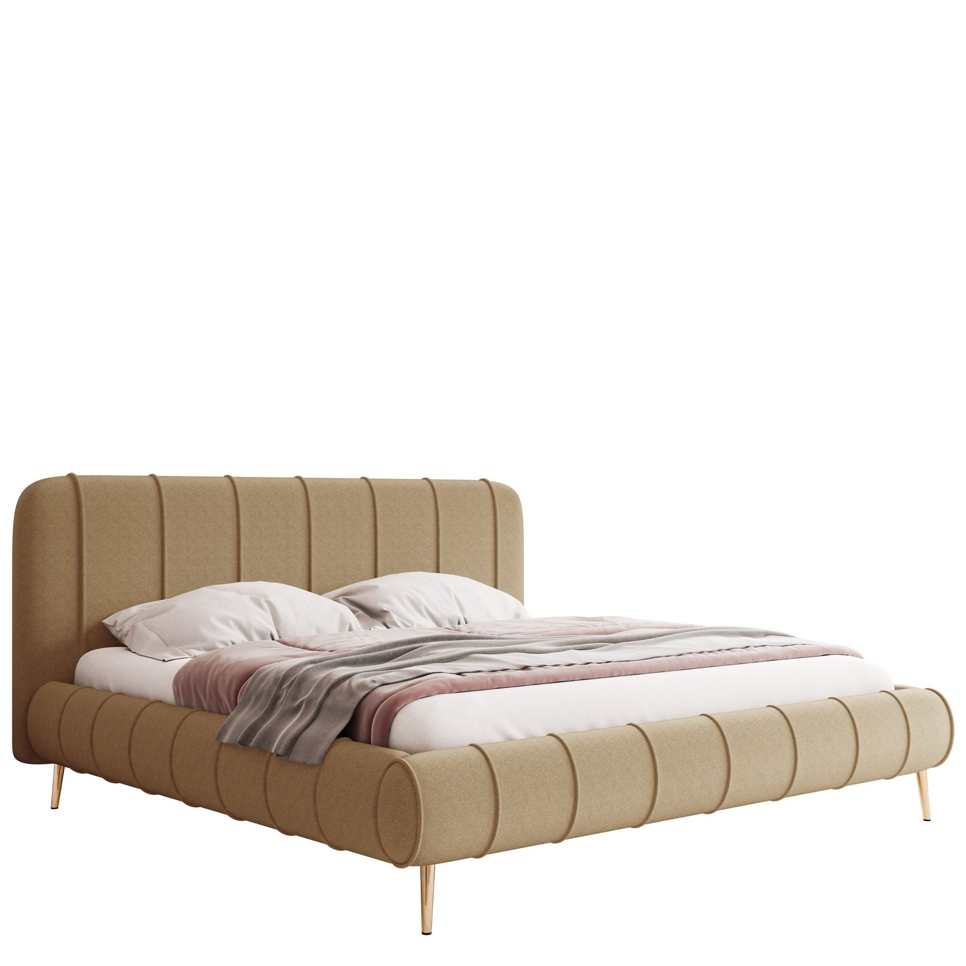 Calrosin Sengeramme med Ben 120x200 cm med Oppbevaring - Mørk beige