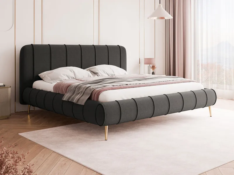 Calrosin Sengeramme med Ben 160x200 cm med Oppbevaring - Grå - Møbler - Senger - Sengeramme & sengestamme