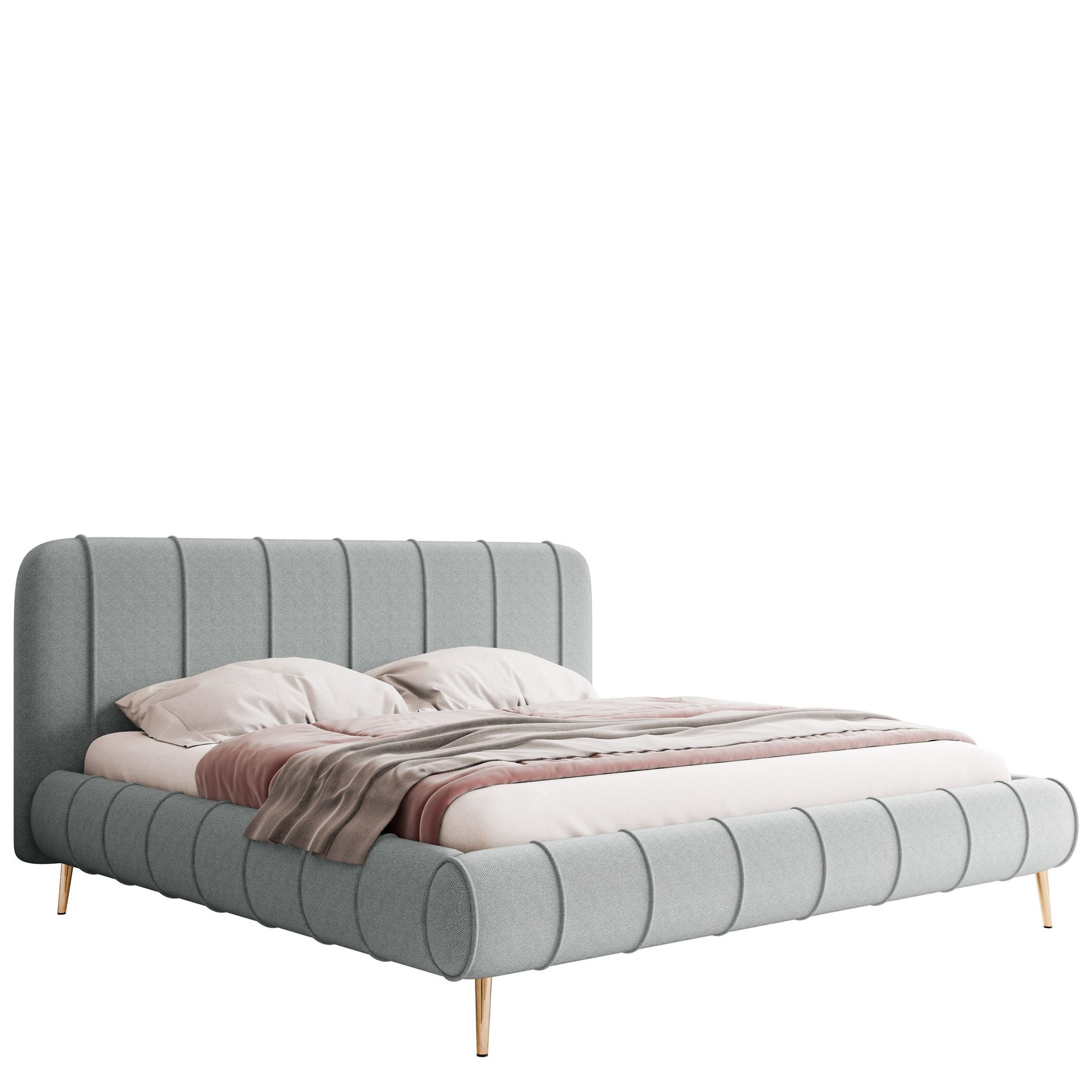 Calrosin Sengeramme med Ben 160x200 cm med Oppbevaring - Lys grå