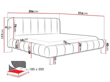 Calrosin Sengeramme med Ben 180x200 cm med Oppbevaring - Svart - Møbler - Senger - Sengeramme & sengestamme