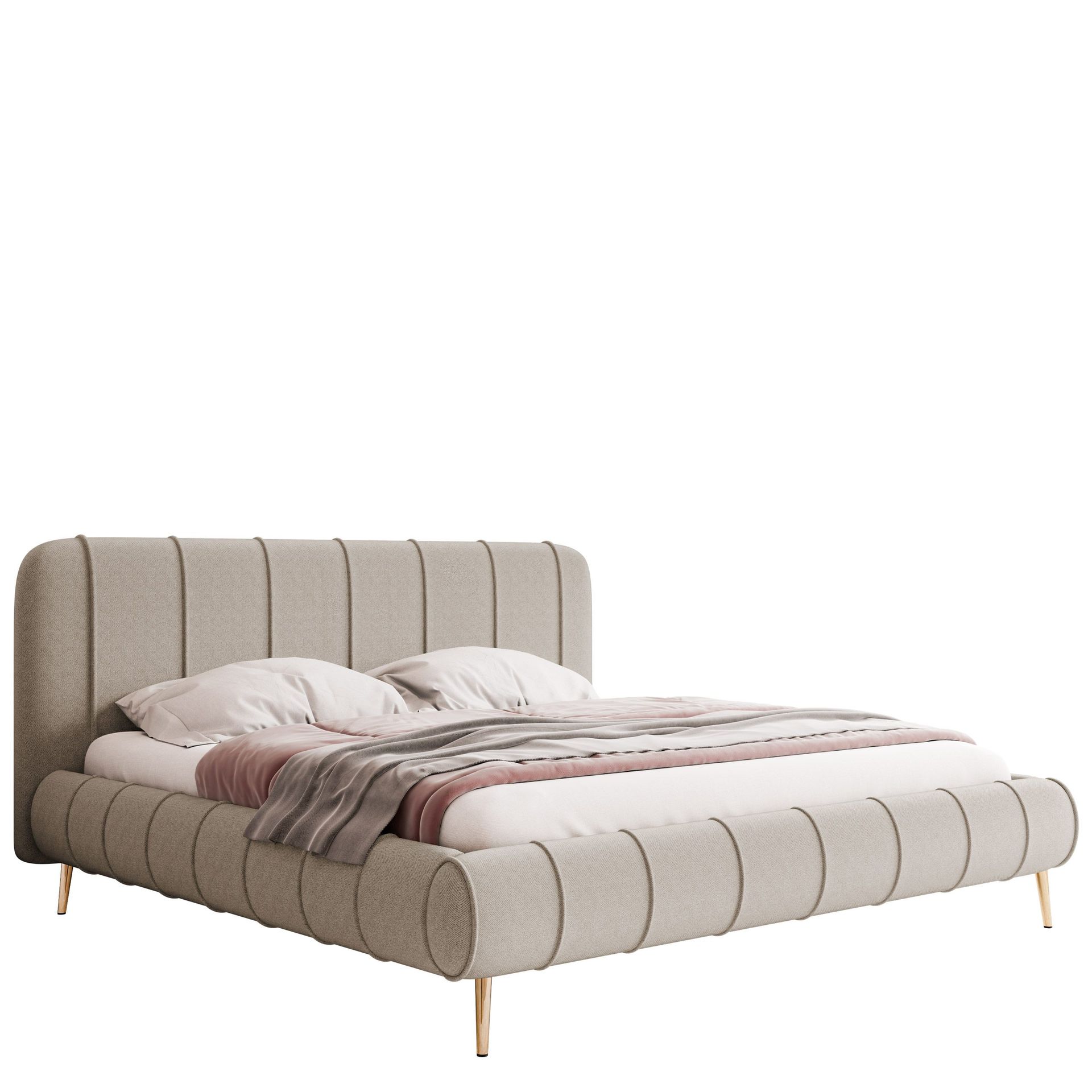 Calrosin Sengeramme med Ben 200x200 cm med Oppbevaring - Beige