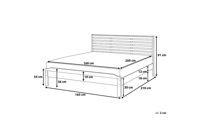 Carnac Dobbeltseng 160 | 200 cm - Tre / Natur - Sengeramme & sengestamme