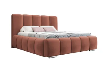 Cleaton Sengeramme 140x200 cm i Stoff med Oppbevaring og Sengegavl - Terrakotta - Møbler - Senger - Sengeramme & sengestamme
