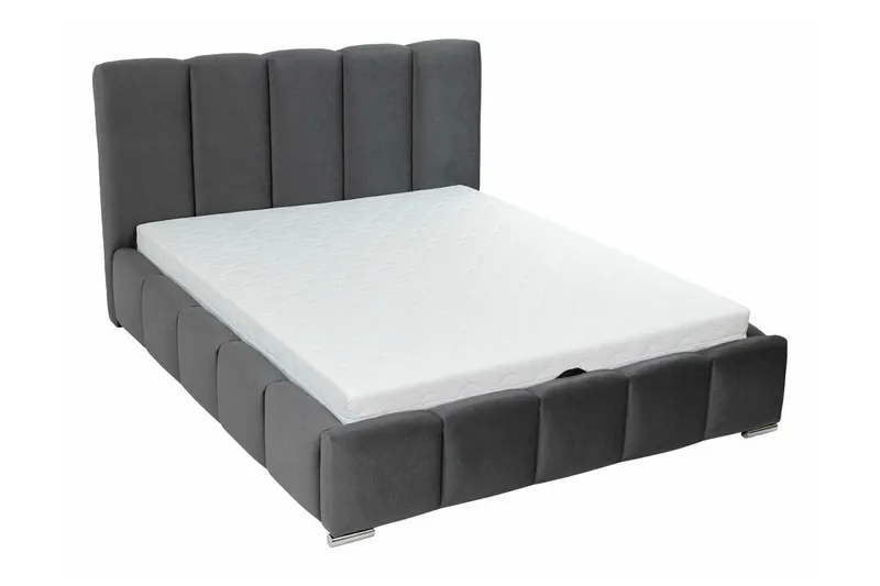 Cleaton Sengeramme 160x200 cm i Stoff med Oppbevaring og Sengegavl - Svart - Møbler - Senger - Sengeramme & sengestamme