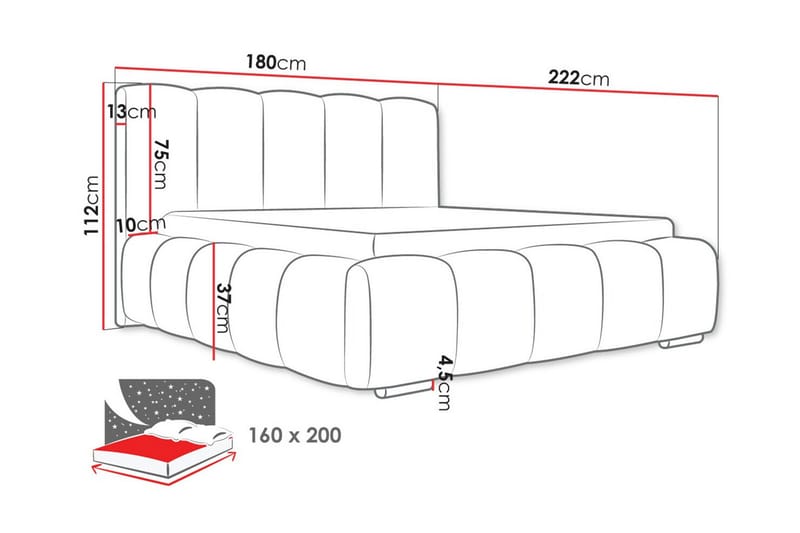 Cleaton Sengeramme 160x200 cm - Svart - Møbler - Senger - Sengeramme & sengestamme