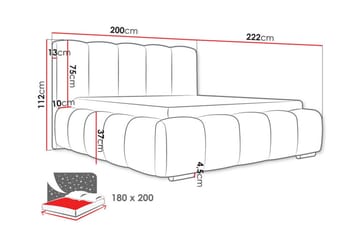 Cleaton Sengeramme 180x200 cm i Stoff med Oppbevaring og Sengegavl - Grå - Møbler - Senger - Sengeramme & sengestamme