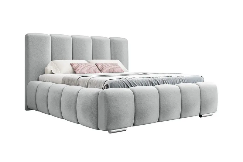 Cleaton Sengeramme 180x200 cm i Stoff med Oppbevaring og Sengegavl, Grå