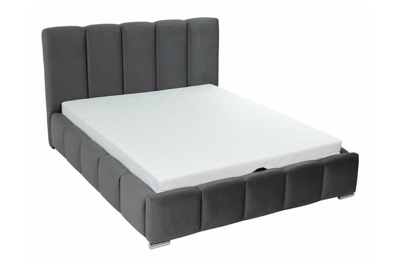 Cleaton Sengeramme 180x200 cm i Stoff med Oppbevaring og Sengegavl - Grå - Møbler - Senger - Sengeramme & sengestamme