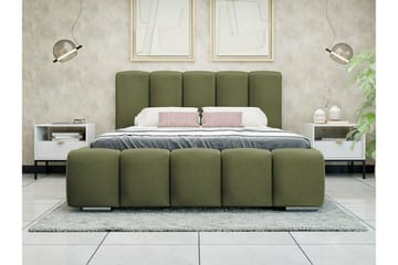 Cleaton Sengeramme 180x200 cm i Stoff med Oppbevaring og Sengegavl - Grønn - Møbler - Senger - Sengeramme & sengestamme