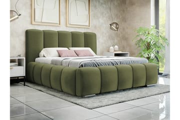 Cleaton Sengeramme 180x200 cm i Stoff med Oppbevaring og Sengegavl - Grønn - Møbler - Senger - Sengeramme & sengestamme