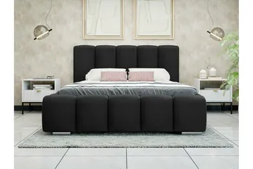 Cleaton Sengeramme 180x200 cm i Stoff med Oppbevaring og Sengegavl - Svart - Møbler - Senger - Sengeramme & sengestamme