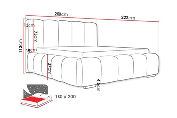 Cleaton Sengeramme 180x200 cm i Stoff med Oppbevaring og Sengegavl - Svart - Møbler - Senger - Sengeramme & sengestamme