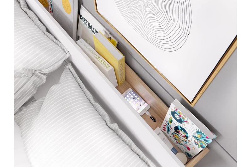 Dentro Seng 218x147x88 cm - Beige / Hvit - Møbler - Senger - Sengeramme & sengestamme