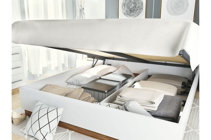 Dentro Seng 218x147x88 cm - Beige / Hvit - Møbler - Senger - Sengeramme & sengestamme