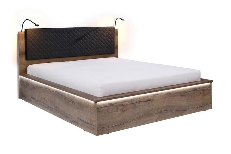 Denver Seng 182x214 cm LED-belysning, Eik