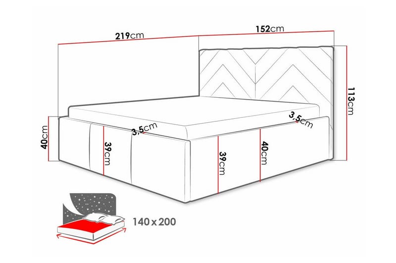 Derry Sengeramme 140x200 cm - Beige - Sengeramme & sengestamme