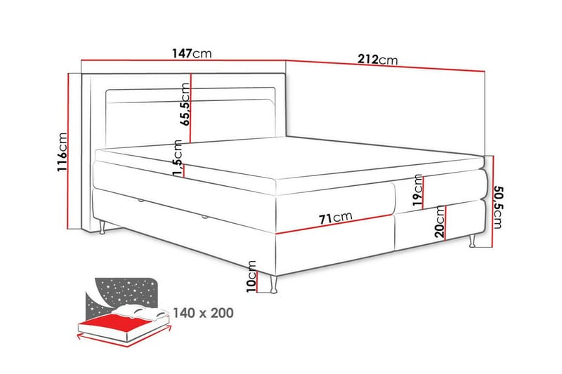 Derry Sengeramme 140x200 cm - Møbler - Senger - Sengeramme & sengestamme