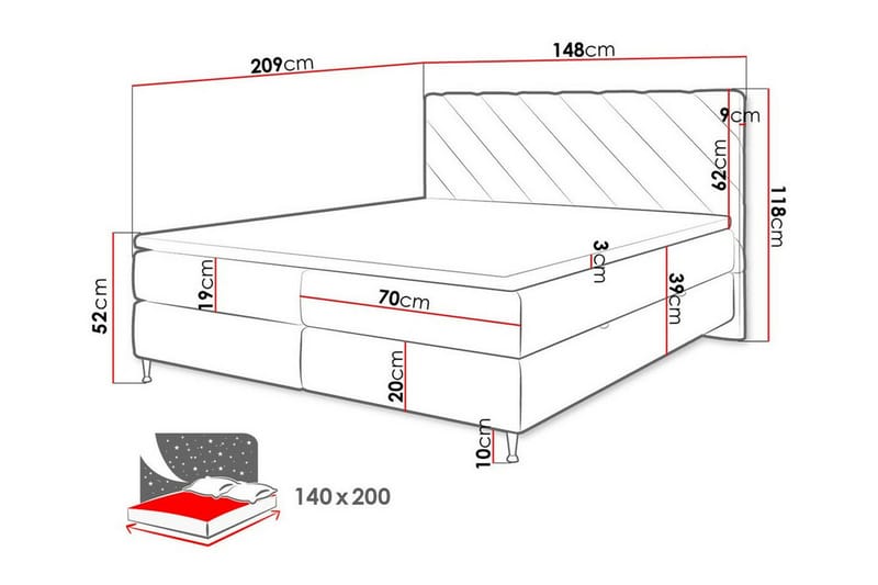 Derry Sengeramme 140x200 cm - Møbler - Senger - Sengeramme & sengestamme