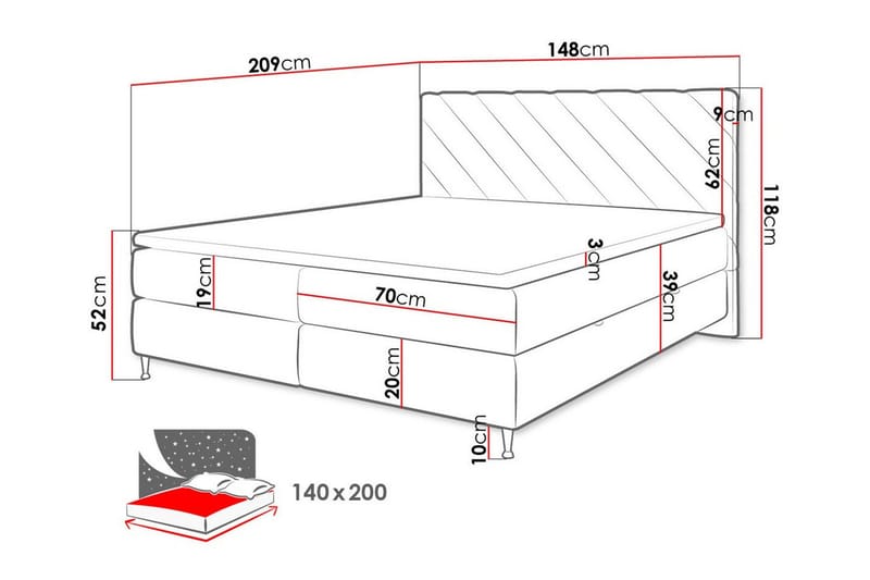 Derry Sengeramme 140x200 cm - Møbler - Senger - Sengeramme & sengestamme