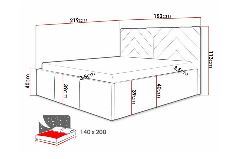 Derry Sengeramme 140x200 cm - Møbler - Senger - Sengeramme & sengestamme