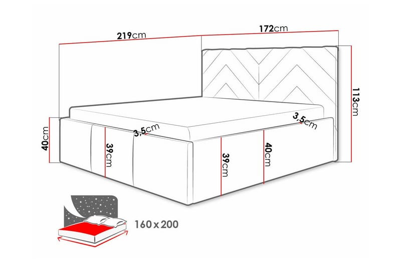 Derry Sengeramme 160x200 cm - Beige - Sengeramme & sengestamme