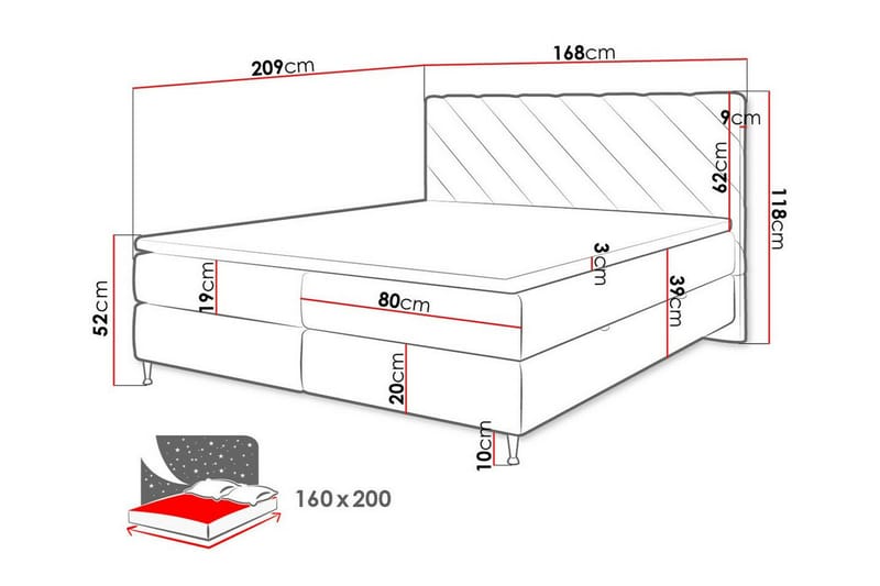 Derry Sengeramme 160x200 cm - Beige - Sengeramme & sengestamme