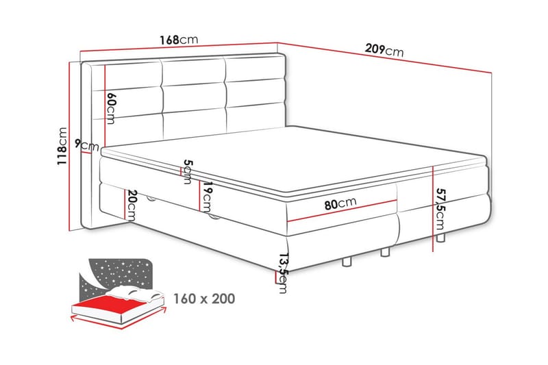 Derry Sengeramme 160x200 cm - Beige - Sengeramme & sengestamme