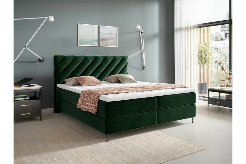 Derry Sengeramme 160x200 cm - Mørkegrønn - Sengeramme & sengestamme