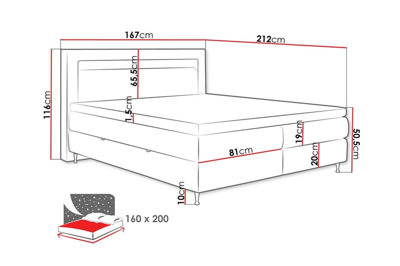 Derry Sengeramme 160x200 cm - Svart - Sengeramme & sengestamme