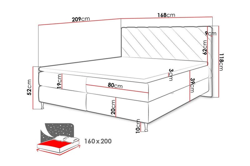 Derry Sengeramme 160x200 cm - Møbler - Senger - Sengeramme & sengestamme
