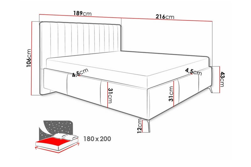 Derry Sengeramme 180x200 cm - Beige - Sengeramme & sengestamme