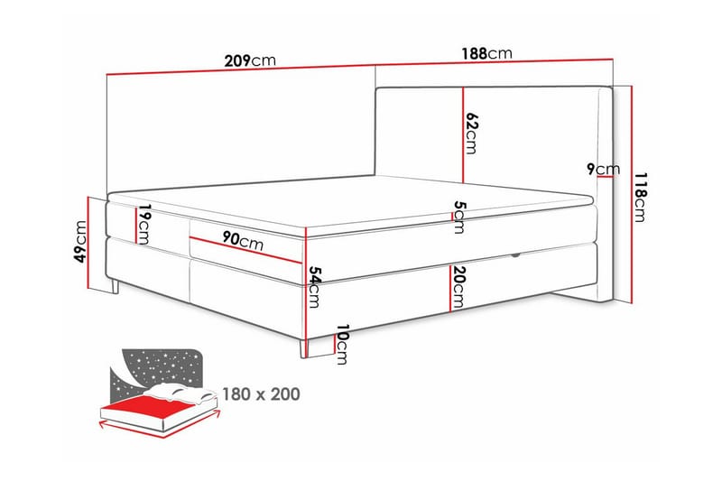 Derry Sengeramme 180x200 cm - Beige - Sengeramme & sengestamme