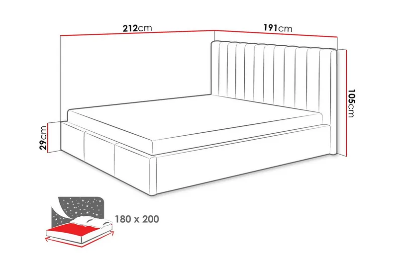 Derry Sengeramme 180x200 cm - Grå - Møbler - Senger - Sengeramme & sengestamme