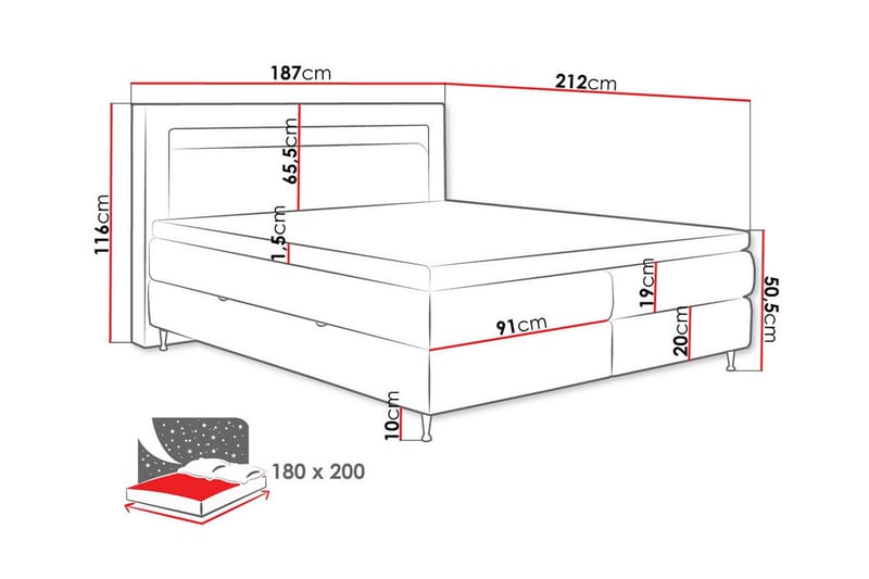 Derry Sengeramme 180x200 cm - Svart - Sengeramme & sengestamme