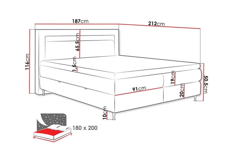 Derry Sengeramme 180x200 cm - Svart - Sengeramme & sengestamme