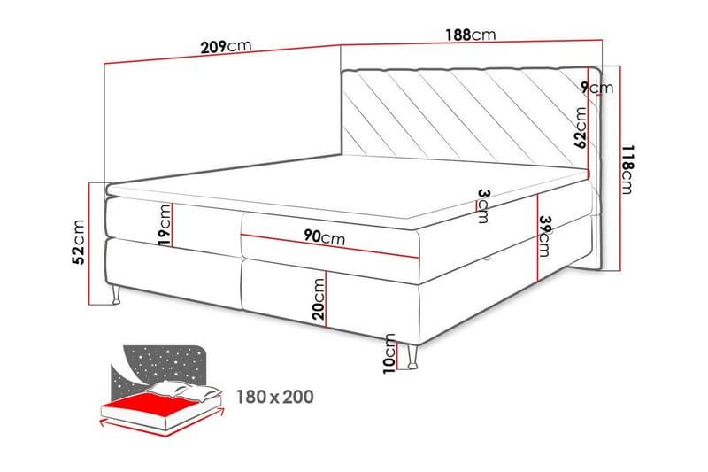 Derry Sengeramme 180x200 cm - Møbler - Senger - Sengeramme & sengestamme