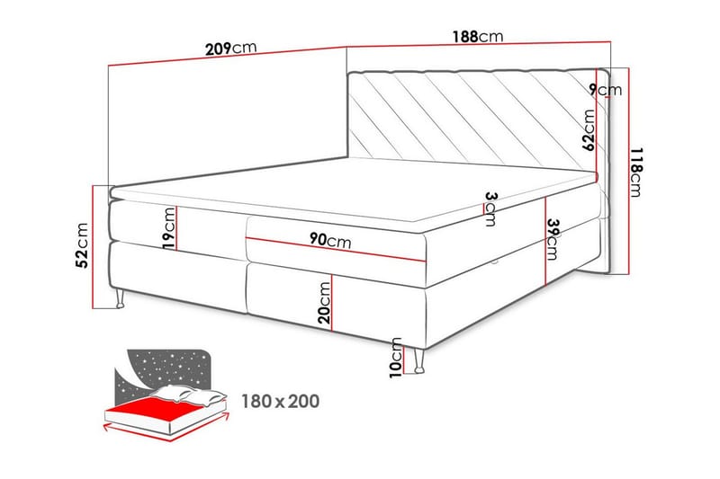 Derry Sengeramme 180x200 cm - Møbler - Senger - Sengeramme & sengestamme