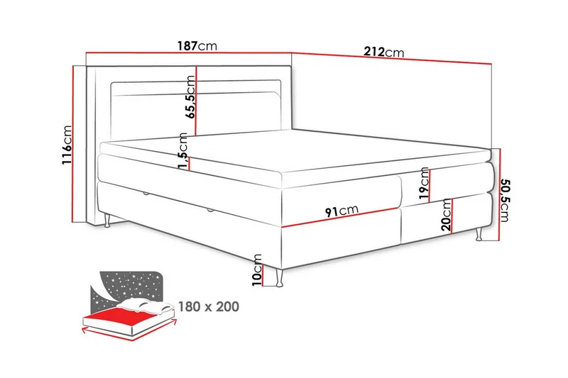 Derry Sengeramme 180x200 cm - Møbler - Senger - Sengeramme & sengestamme