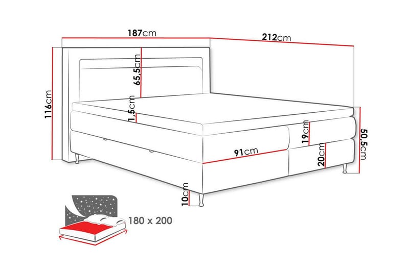 Derry Sengeramme 180x200 cm - Møbler - Senger - Sengeramme & sengestamme